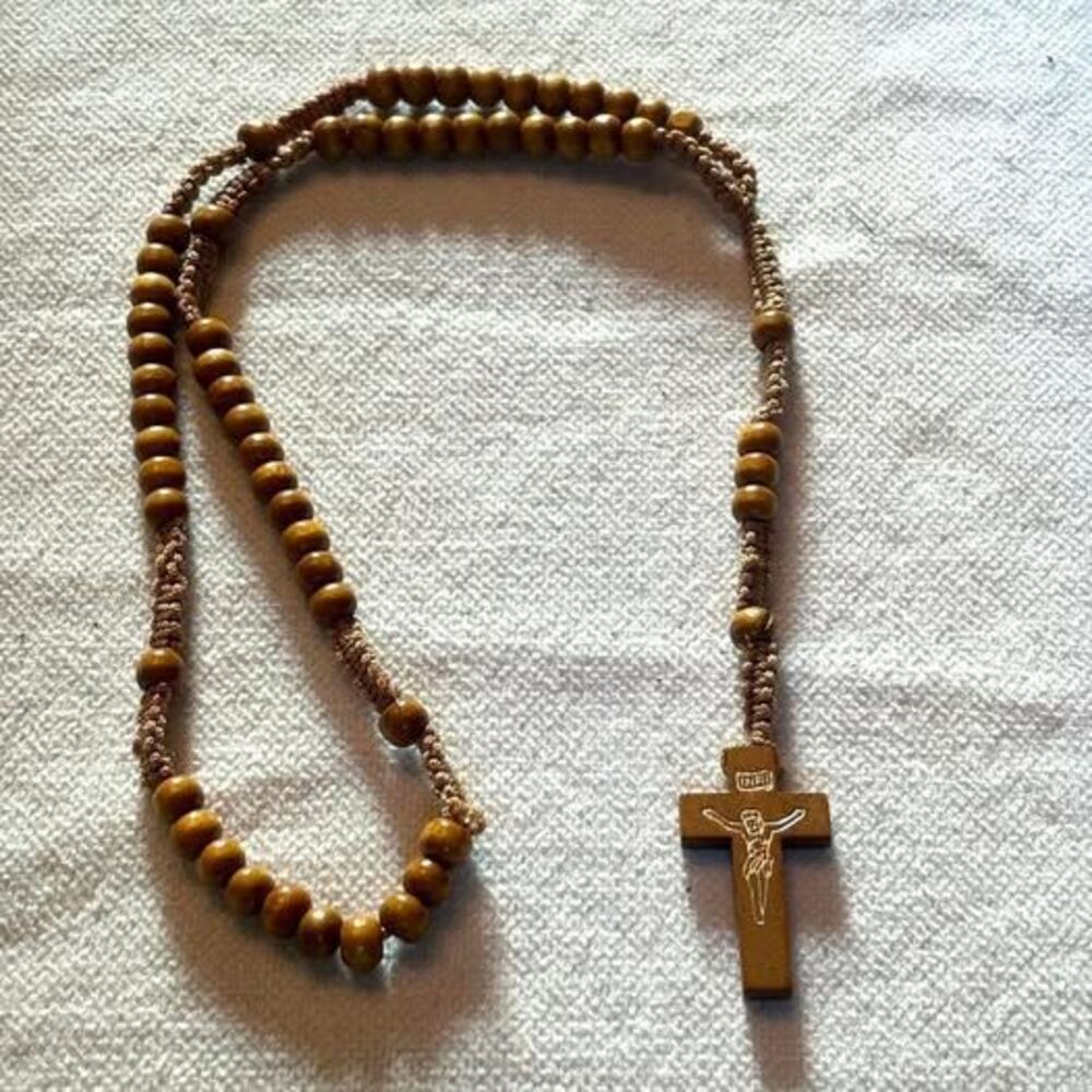 beautiful olive wood rosary necklace